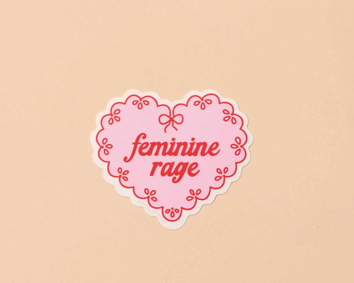 Vinyl Sticker by Your Gal Kiwi—Feminine Rage (Doily, Heart)