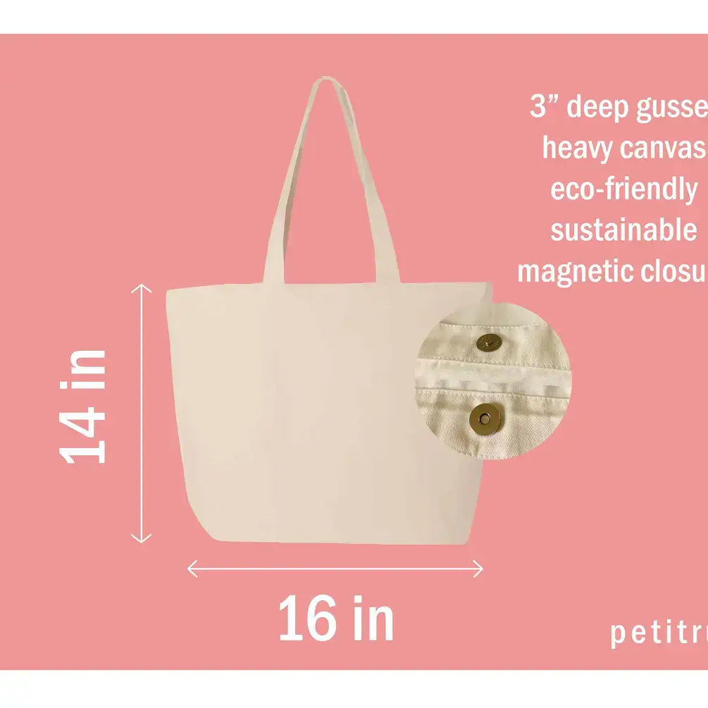 Embroidered Minimalist Book Lover Canvas Tote Bag Bookish