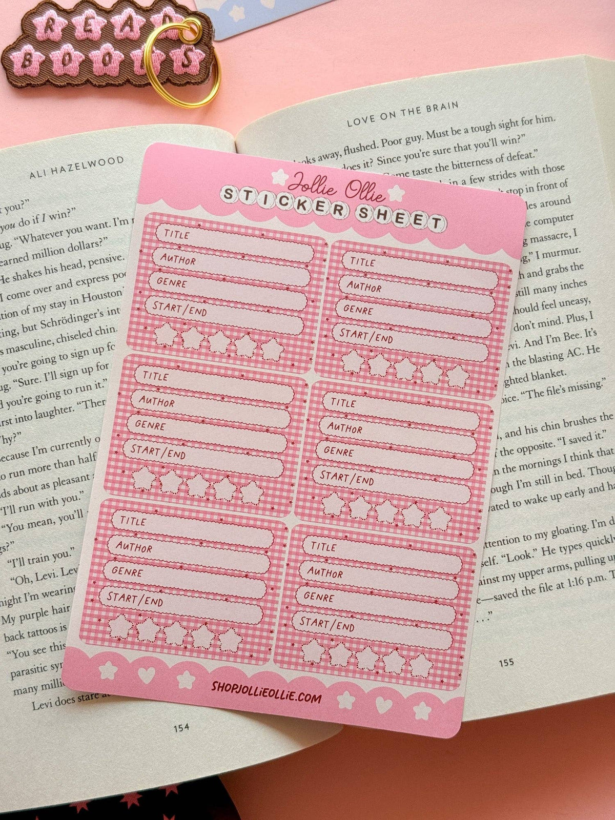Pink Gingham Book Review Sticker Sheet