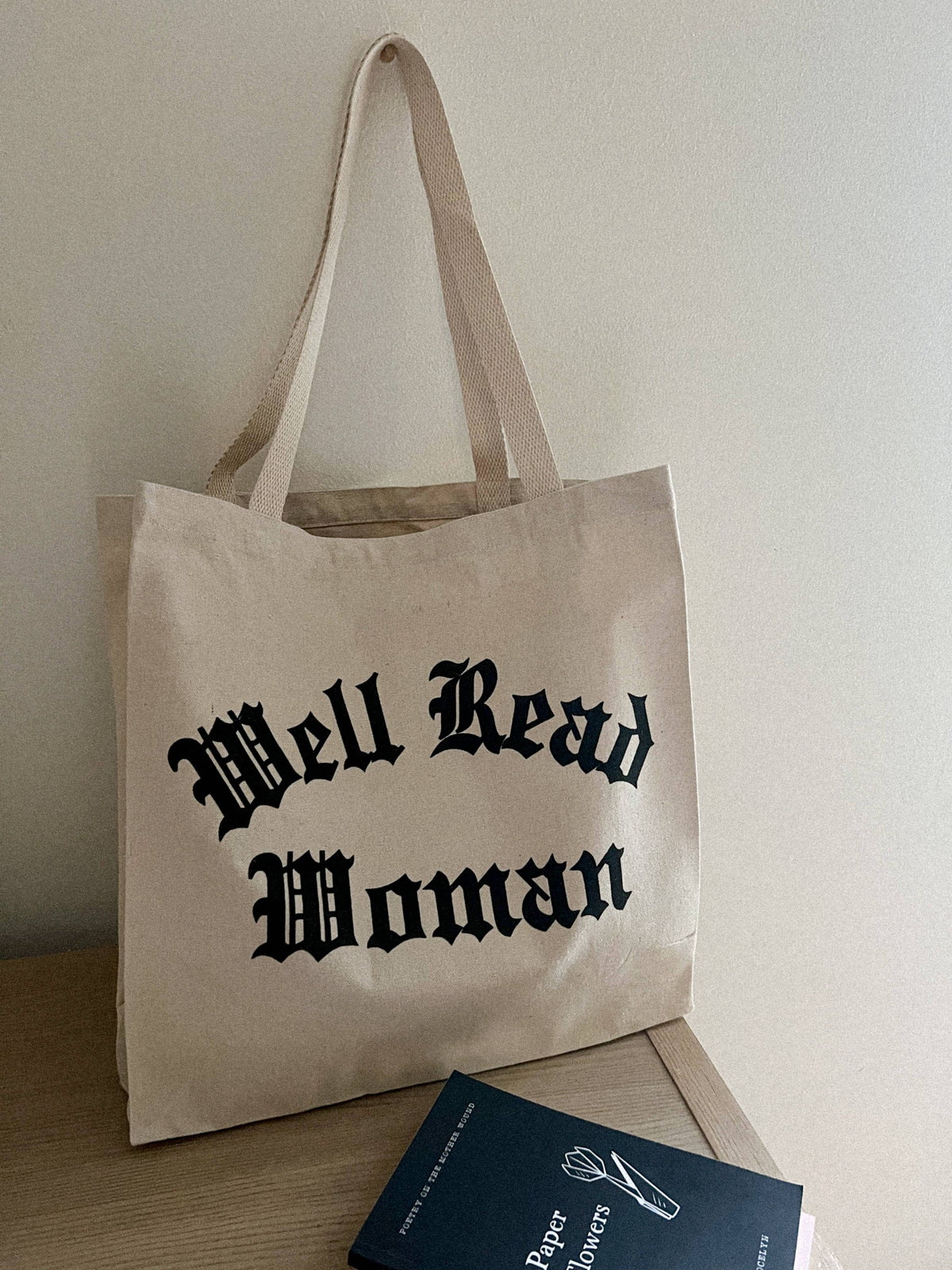 Well read woman bookish tote bag - Natural