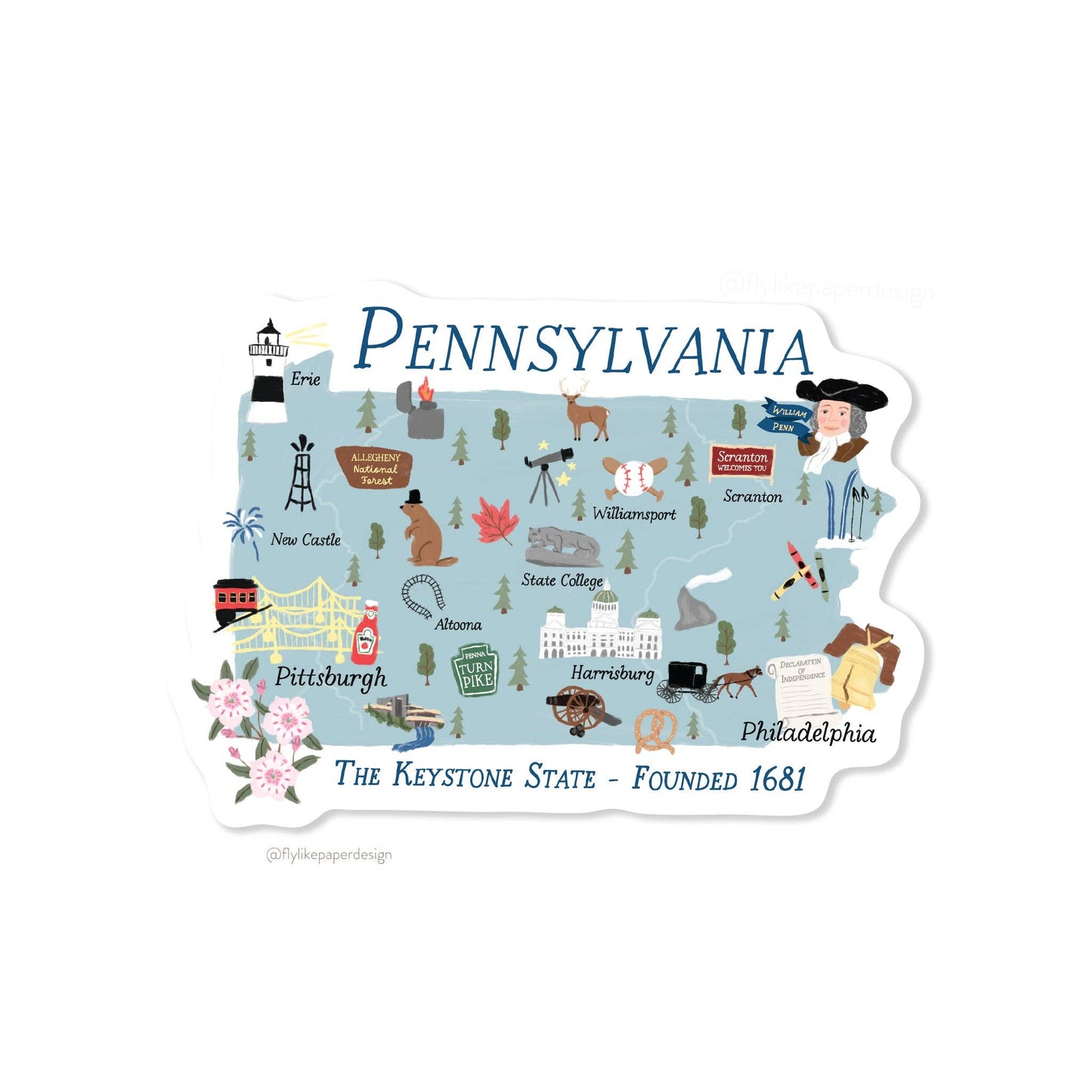 Pennsylvania Map Sticker