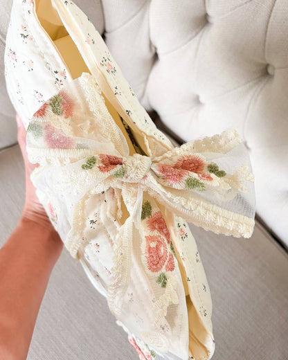 Large Pink Floral Book Sleeve with Lace Ribbon | Bible, Hardcover & Laptop Sleeve