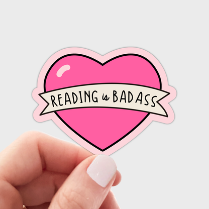 Reading is Badass Sticker - books, bookshop, store, pink