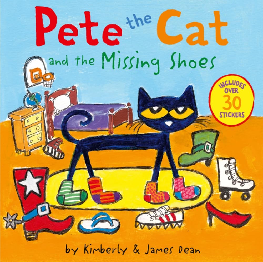 Pete the Cat and the Missing Shoes: Includes Over 30 Stickers cover image