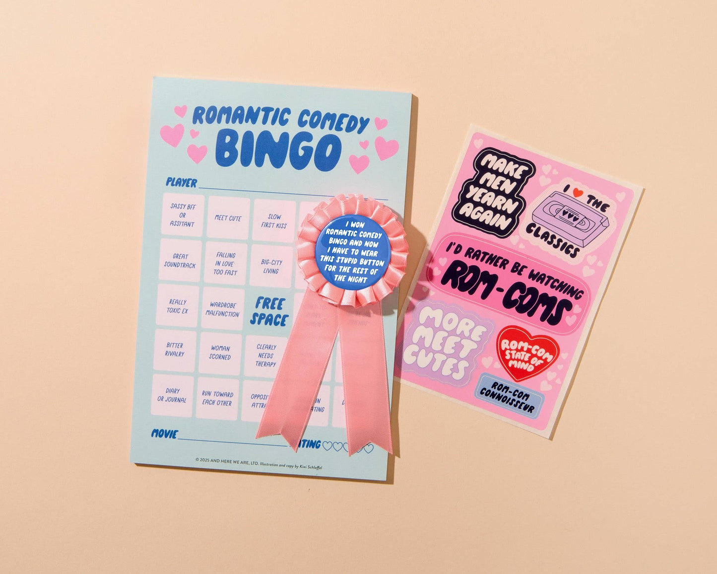 Cheesy Movie Bingo Game by Your Gal Kiwi—Rom-Com (Valentine)