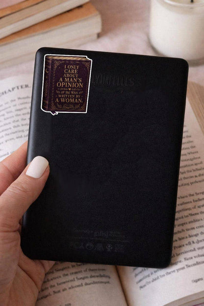 Bookish Feminist Quote Sticker – Vintage Hardcover Book Design (Waterproof Vinyl): 1.5 x 2.5 inches