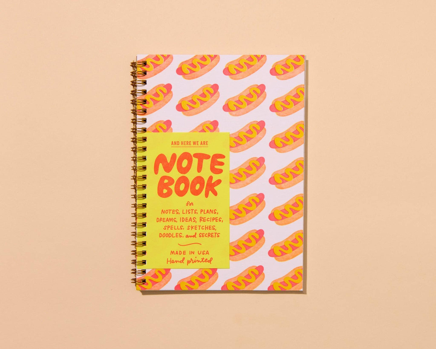 Letterpress A5 Spiral Notebook—Hot Dogs (Modern, Summer)