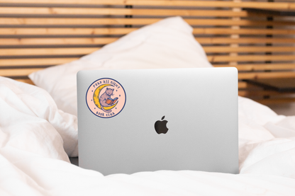 Read All Night Book Club Sticker - cat, kitty, library, shop