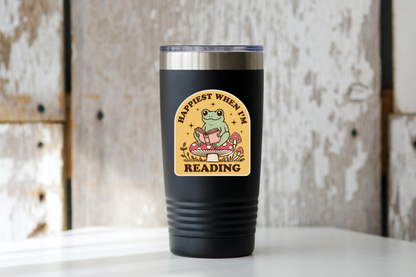 Happiest When I'm Reading Sticker - library, books, frog