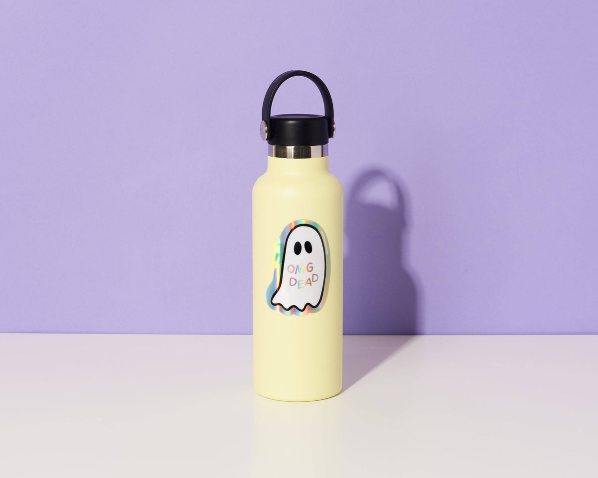 Holographic Vinyl Sticker—OMG DEAD (Ghost, Halloween)